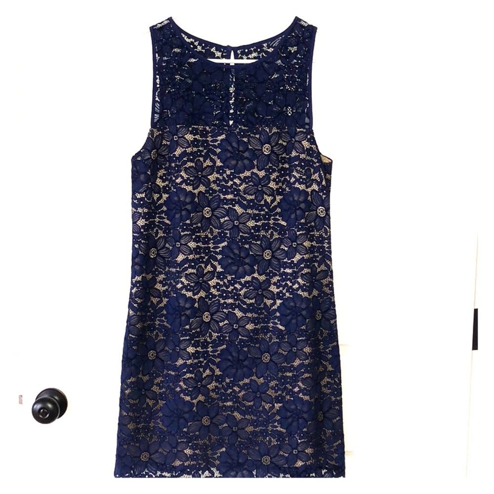 Trina Turk Navy Blue Lace Cocktail Dress